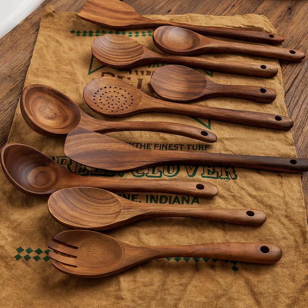 5‑Piece Premium Acacia Wood Utensil Set-Handcrafted Luxury Cooking Ladles & Spatulas