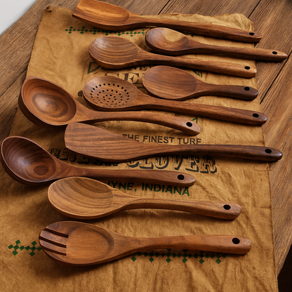 5‑Piece Premium Acacia Wood Utensil Set-Handcrafted Luxury Cooking Ladles & Spatulas